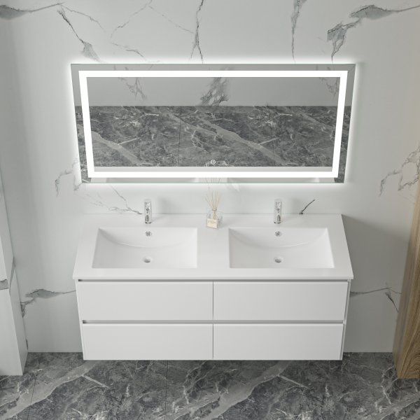 Badeværelsesmøbel Florence 120 cm - Hvid + 2.00 x Badeværelse krog Badeværelsesmøbel Florence 120 cm - Hvid + 2.00 x Badeværelse krog