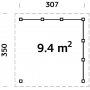 Modular Garden Paviljong 9,4m med kryssvggar - Vitlackerat