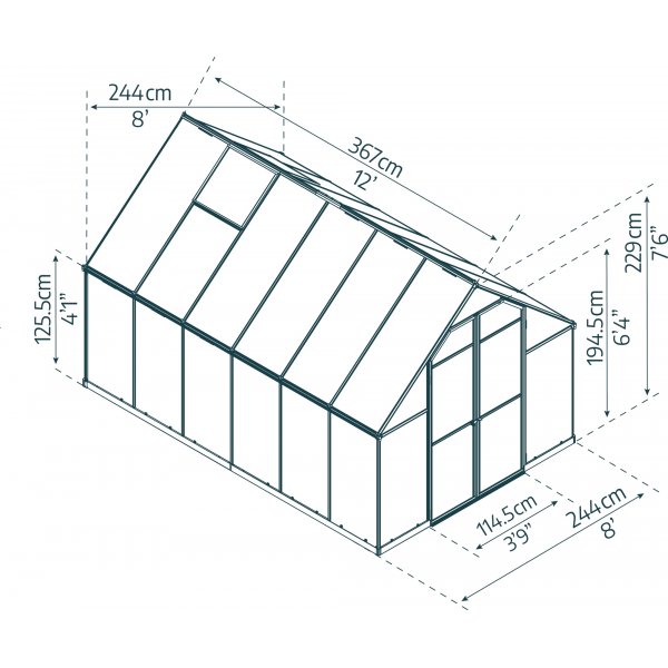 Canopia Essence Växthus i Polykarbonat 9 m² - Silver Canopia Essence Växthus i Polykarbonat 9 m² - Silver