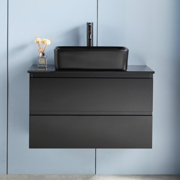 Tvttstllsskp 60cm | Med handfat i svart design | Nimbus