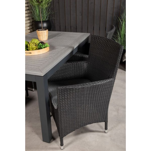 Ekens Matgrupp (152x90) - Svart/Gr - 4 Stolar