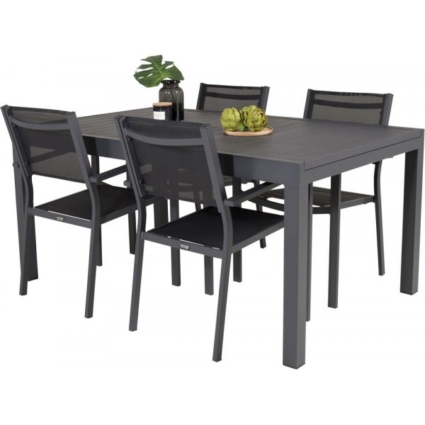 Holma Spisegruppe (160x100) - Sort - 4 Stole Holma Spisegruppe (160x100) - Sort - 4 Stole