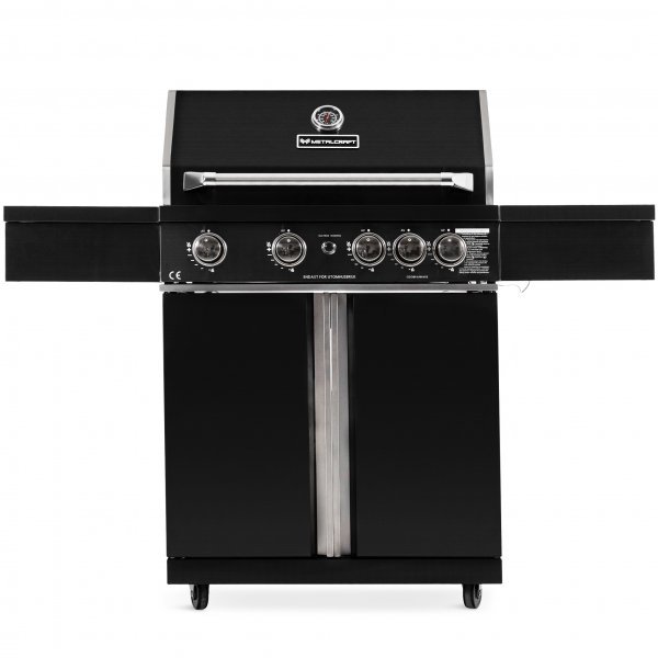 Rostfri gasolgrill med varmluftsfunktion & sidobrännare Rostfri gasolgrill med varmluftsfunktion & sidobrännare