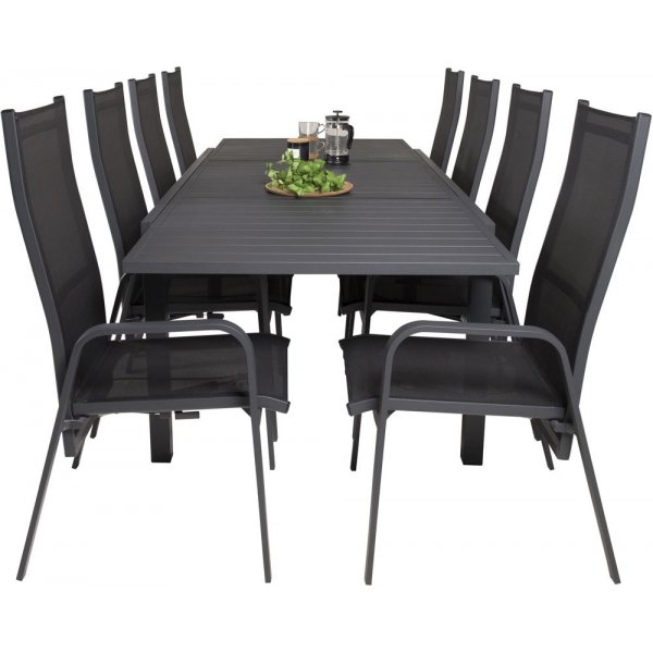 Holma Spisegruppe (160x100) - Sort - 8 Stole Holma Spisegruppe (160x100) - Sort - 8 Stole