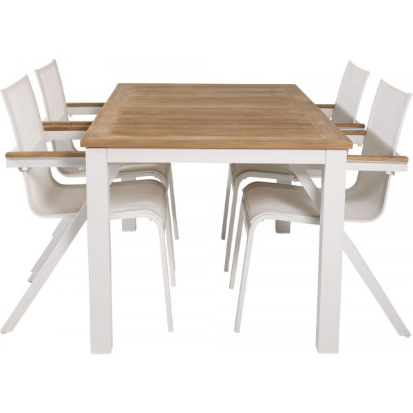 Dotorp Matgrupp (160x90) - Vit/Natur - 4 Stolar