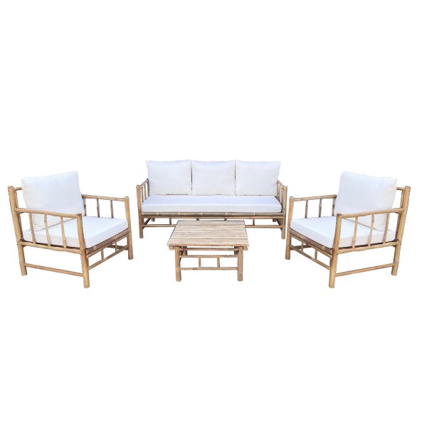 Loungegruppe Natur med hvide hynder og bord - Baghave