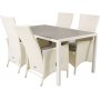Ervalla Spisegruppe (150x90) - Hvid/Gr - 4 Stole
