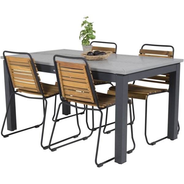 Eken�s Matgrupp (152x90) - Svart/Gr� - 4 Stolar