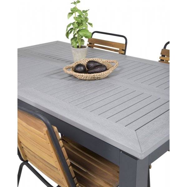 Eken�s Matgrupp (152x90) - Svart/Gr� - 4 Stolar