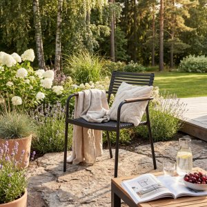 Stapelbar Trädgårdsstol Svart / Beige - Pino Stapelbar Trädgårdsstol Svart / Beige - Pino