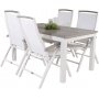 Ekens Matgrupp (160x90) - Vit/Gr - 4 Stolar