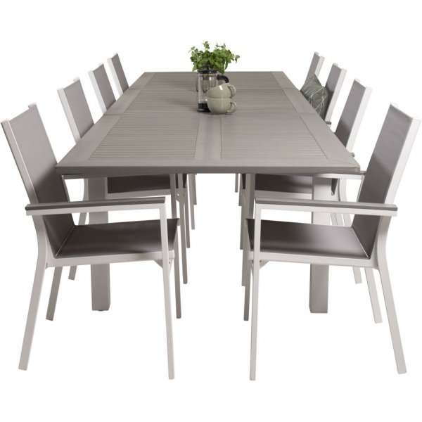 Eken�s Matgrupp (224x100) - Vit/Gr� - 8 Stolar