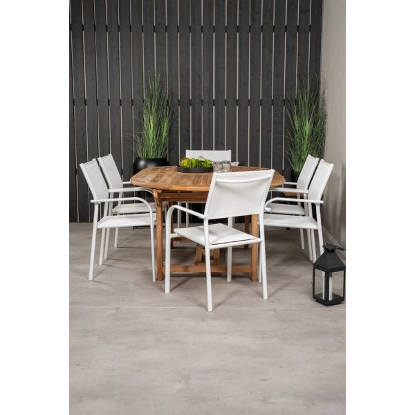 Bjuråker Spisegruppe (180x120) - Hvid/Natur - 6 Stole Bjuråker Spisegruppe (180x120) - Hvid/Natur - 6 Stole