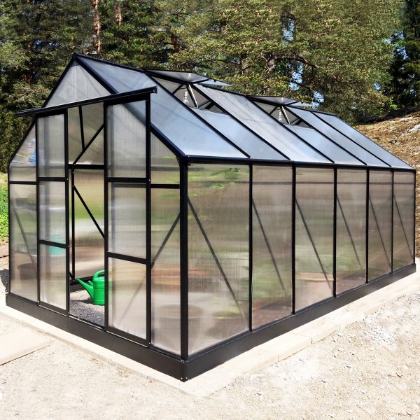 Vxthus 10,7m | 6mm kanalplast | Hg odlingshjd | Svart