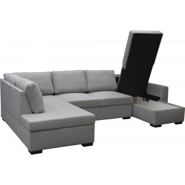 U-soffa Solna med f�rvaring - 309 cm - ljusgr�