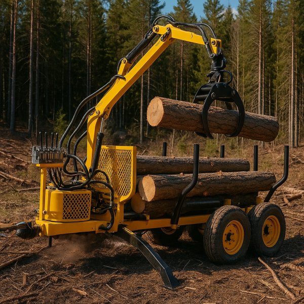 Holzanhänger mit Hubkran - max. Tragfähigkeit 300 kg Holzanhänger mit Hubkran - max. Tragfähigkeit 300 kg