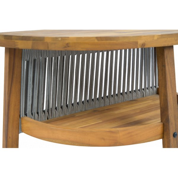 Rund loungesoffgrupp med bord | Tv� soffor i rope & acaciatr� | Creme