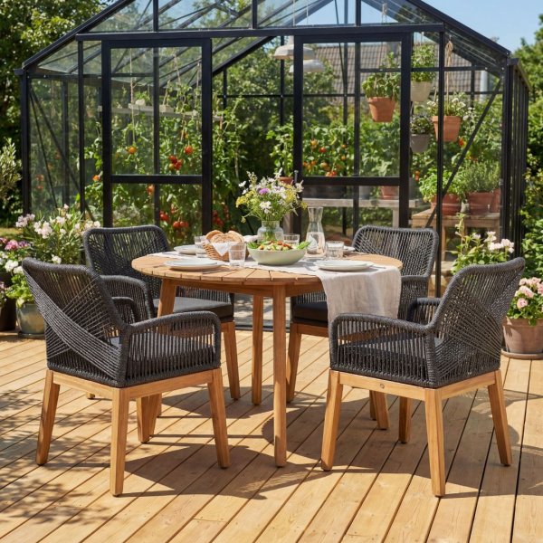 Matgrupp utemöbler 4 sittplatser akaciaträ antracit repdesign Matgrupp utemöbler 4 sittplatser akaciaträ antracit repdesign