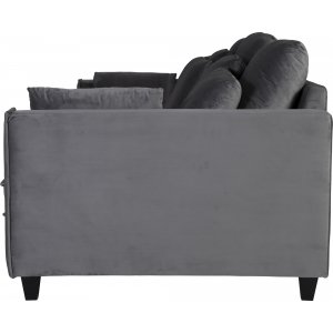 Soffa 250 cm bred m�rkgr� sammet 114 cm djup