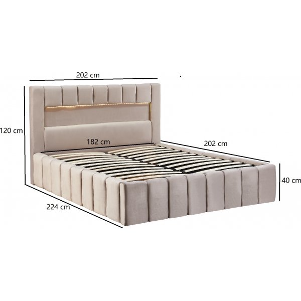 S�ngram med led-belysning 180x200 cm