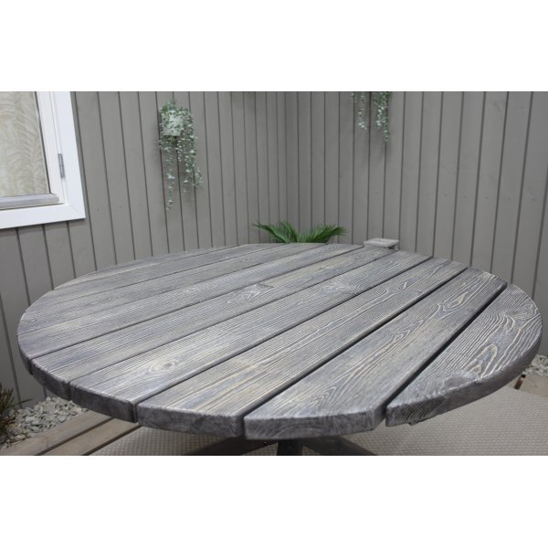 Runder Gartentisch Scottsdale - Ø112 cm | Rustikales Grau + Reinigungsspray für Gartenmöbel Runder Gartentisch Scottsdale - Ø112 cm | Rustikales Grau + Reinigungsspray für Gartenmöbel