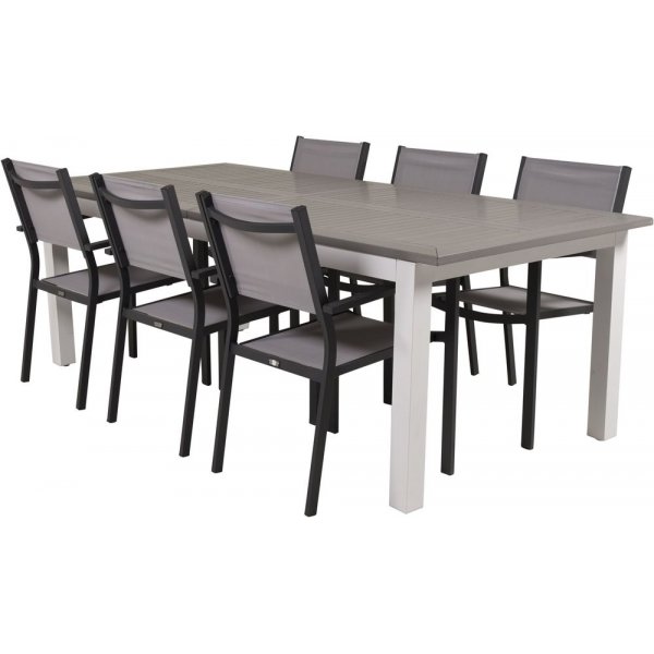 Eken�s Matgrupp (224x100) - Svart/Gr�/Vit - 6 Stolar