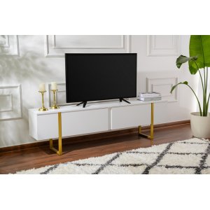 Serenity TV-b�nk 180 cm - Vit/guld