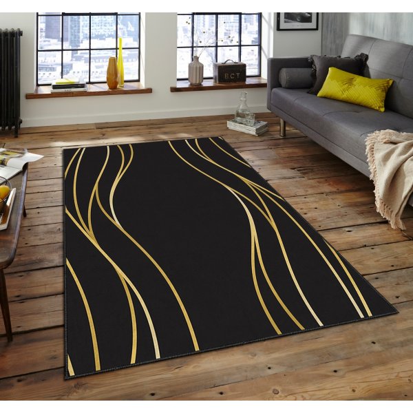 Estera 70 matta 160 x 230 cm - Svart/guld