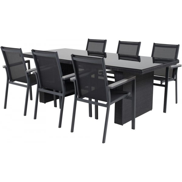 Järnsta Matgrupp (200x100) - Svart - 6 Stolar Järnsta Matgrupp (200x100) - Svart - 6 Stolar