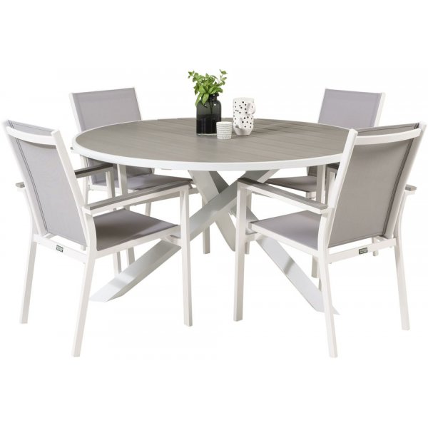 Ebbarp Matgrupp (140) - Vit/Gr - 4 Stolar