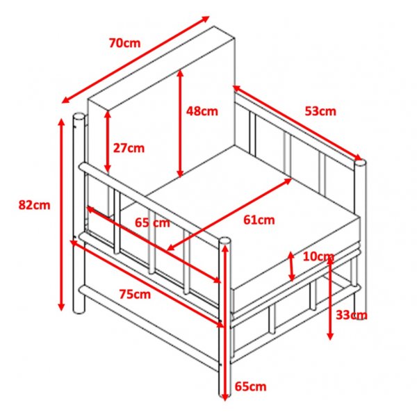 Tinka bambu utegrupp; 3-sits soffa med bord och 2 st f�t�ljer - Bambu
