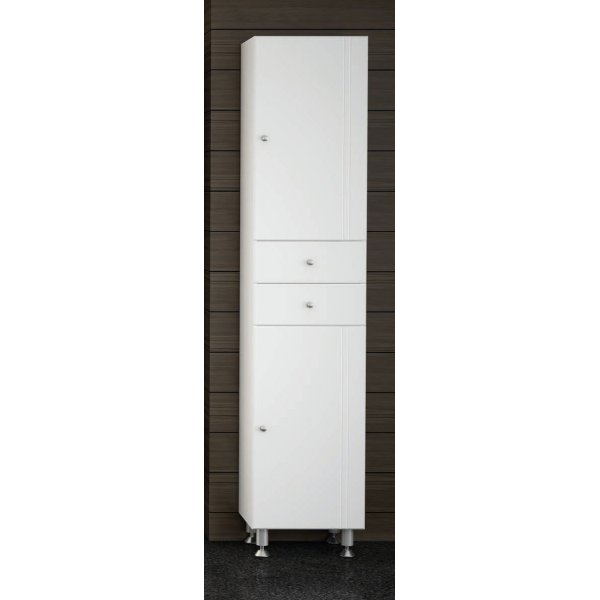 Golvstende hgskp med tvttkorg - vit - 40x184 cm