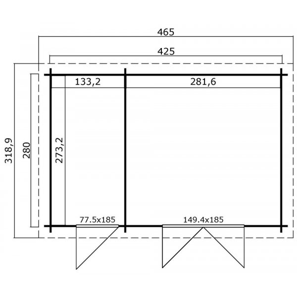 Friggebod Rolf B 11,9 m² mit Fahrradkeller Friggebod Rolf B 11,9 m² mit Fahrradkeller