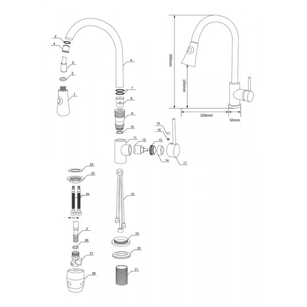 Köksblandare Lily - Borstad stål Köksblandare Lily - Borstad stål