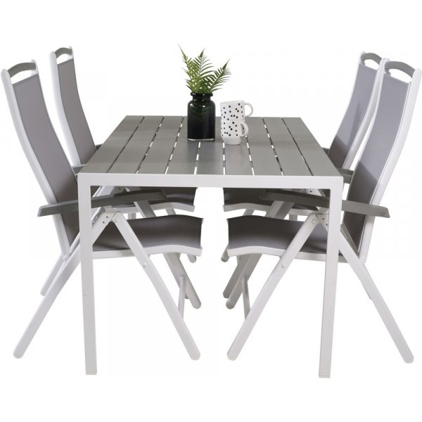 Ervalla Matgrupp (150x90) - Vit/Gr� - 4 Stolar