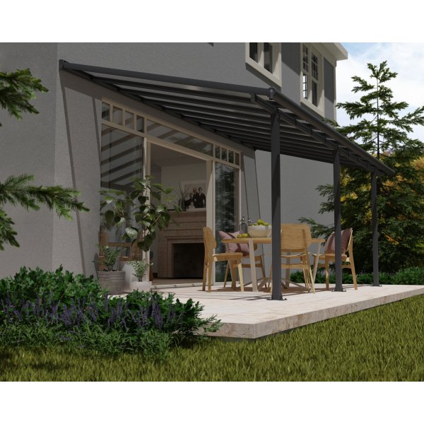 Canopia Olympia Altantag i Aluminium 3 x 6 - Mrkegr/klart glas