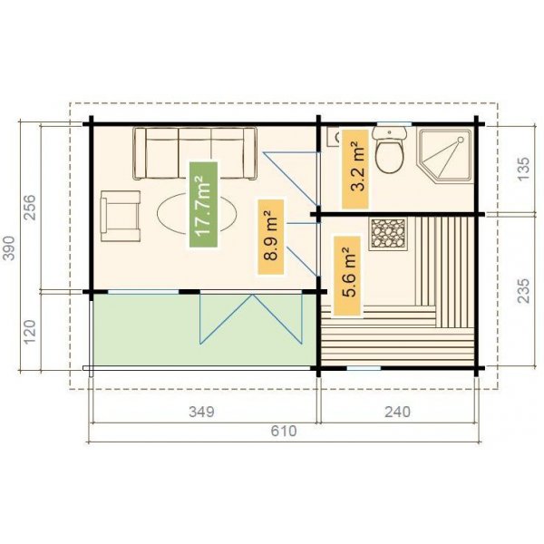 Attefallshus Ekaren G - 23,7 m² Attefallshus Ekaren G - 23,7 m²