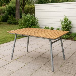 utemöbler matgrupp möllan bord 120x80cm teak & stål  + textilimpregnering för utemöbler