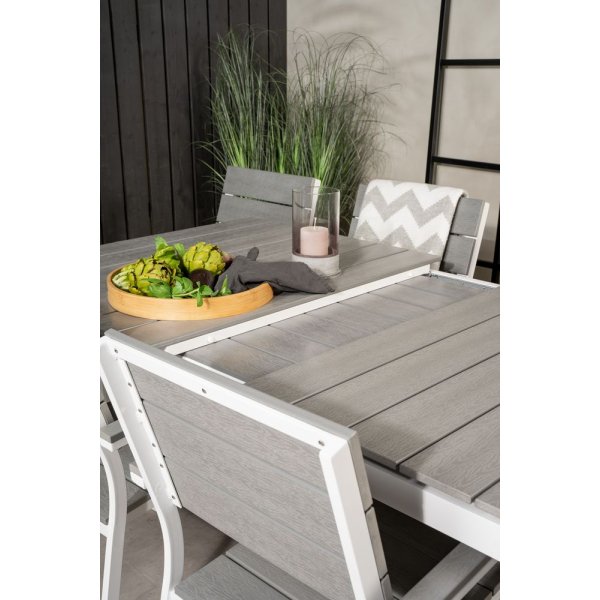 Pr�ssebo Matgrupp (160x100) - Vit/Gr� - 6 Stolar