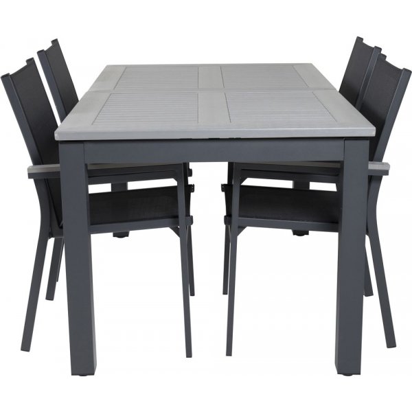 Ekens Spisegruppe (152x90) - Sort/Gr - 4 Stole