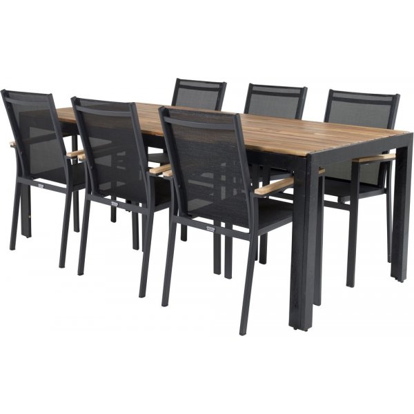 Balsjö Matgrupp (205x90) - Svart/Natur - 6 Stolar Balsjö Matgrupp (205x90) - Svart/Natur - 6 Stolar