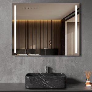 Badrumsspegel 90 x 70 cm med LED-belysning p sidorna och anti-fog, rektangulr