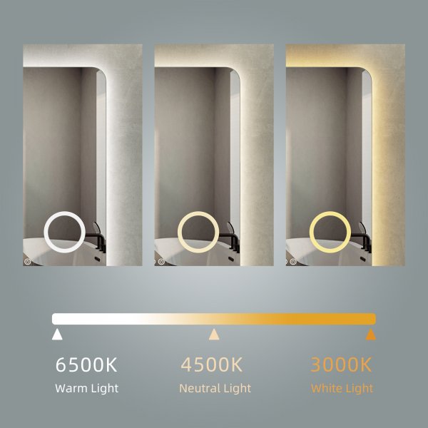 Spegel - Salerno | Rektangulr | LED-belysning, dimbar & anti-fog