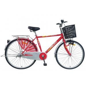 Herrcykel 26" - Röd | Klassisk stadscykel med korg och pakethållare Herrcykel 26" - Röd | Klassisk stadscykel med korg och pakethållare