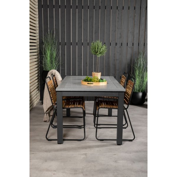 Eken�s Matgrupp (152x90) - Svart/Gr� - 4 Stolar