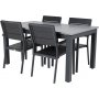 Ekens Spisegruppe (152x90) - Sort/Gr - 4 Stole