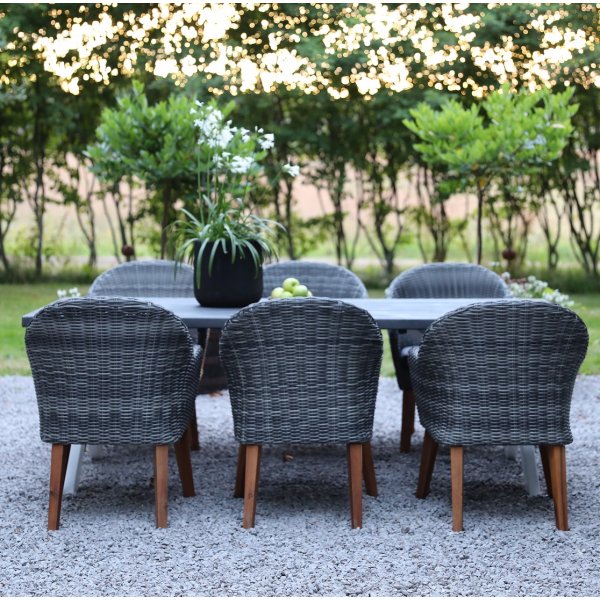 Oxford - Gartenmöbelgruppe 220 cm Grau/Weiß + Textilimprägnierung für Outdoormöbel Oxford - Gartenmöbelgruppe 220 cm Grau/Weiß + Textilimprägnierung für Outdoormöbel