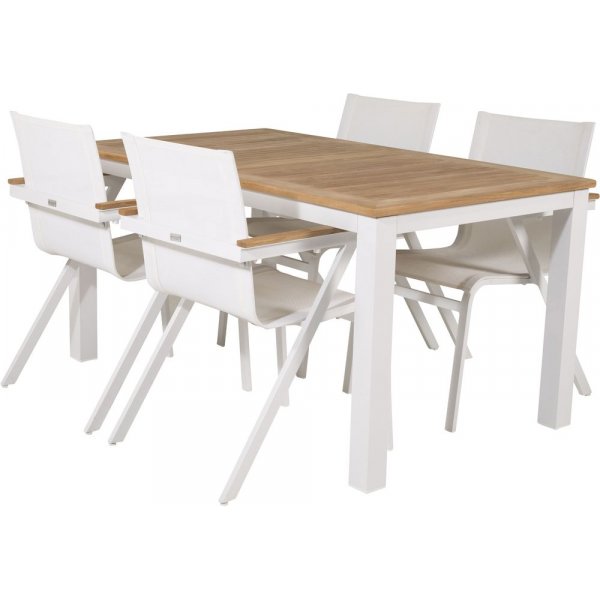 Dotorp Matgrupp (160x90) - Vit/Natur - 4 Stolar Dotorp Matgrupp (160x90) - Vit/Natur - 4 Stolar