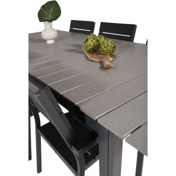 Prässebo Spisegruppe (224x100) - Sort/Grå - 6 Stole Prässebo Spisegruppe (224x100) - Sort/Grå - 6 Stole