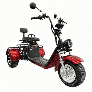 Elscooter trehjulig 2000W röd - Moped klass 1 el + Låskätting Elscooter trehjulig 2000W röd - Moped klass 1 el + Låskätting